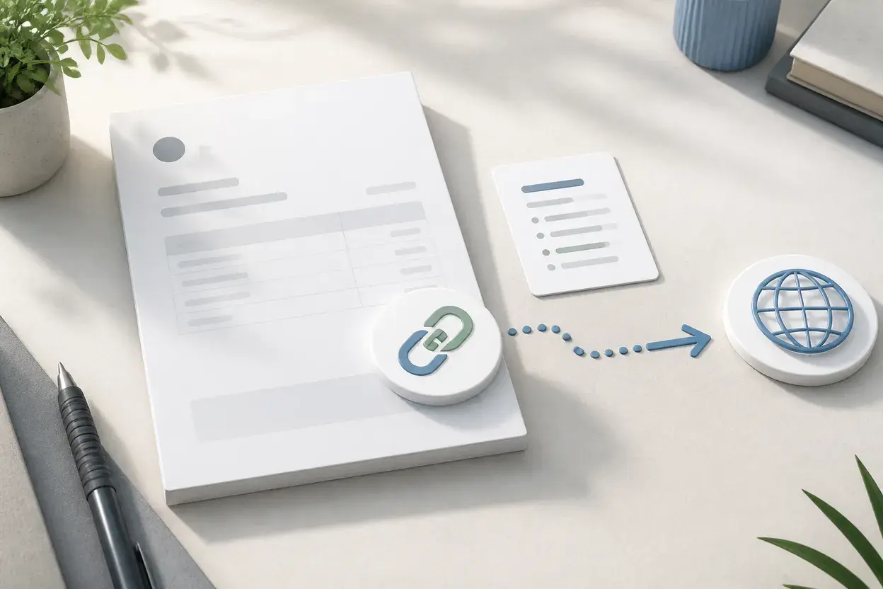 Blank invoice beside a chain-link marker and separate payment instructions card