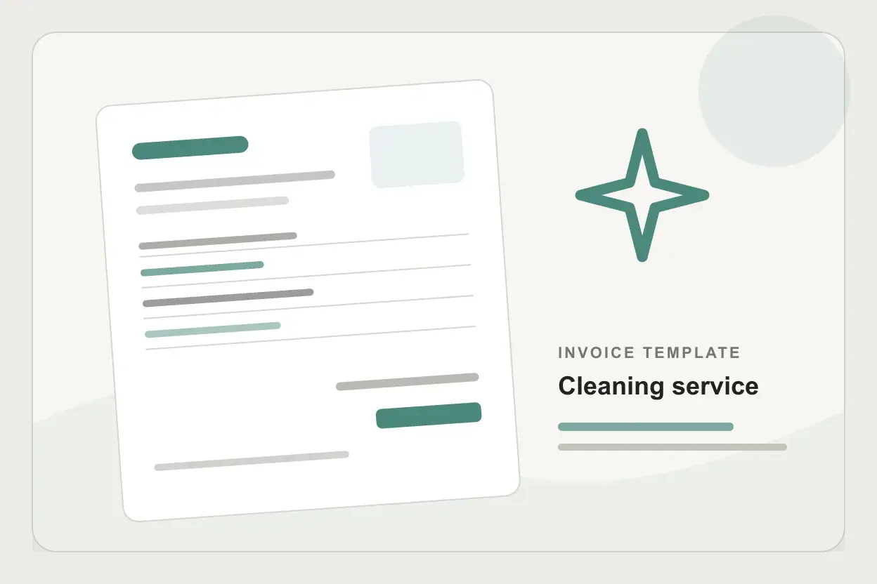 Cleaning service invoice with location, frequency, areas, and add-on rows