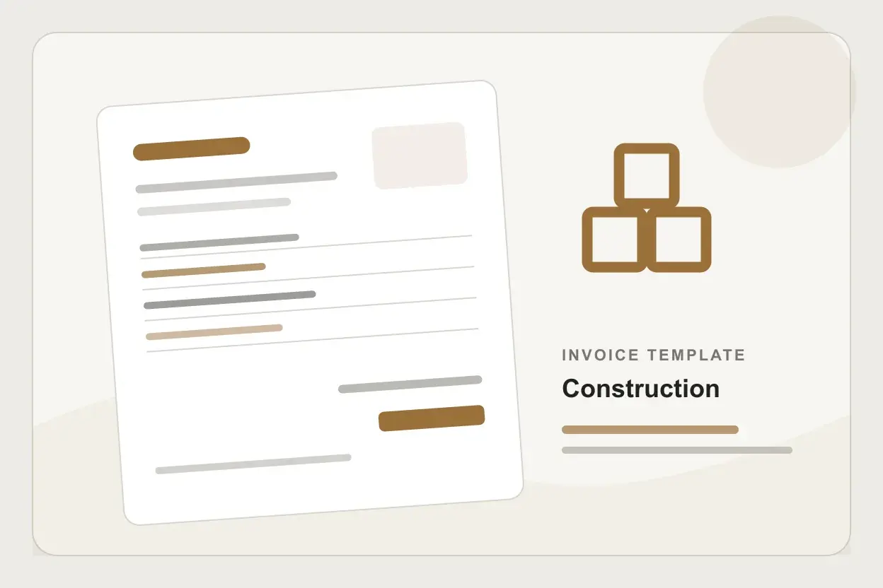 Construction progress invoice with phase, materials, and change-order references