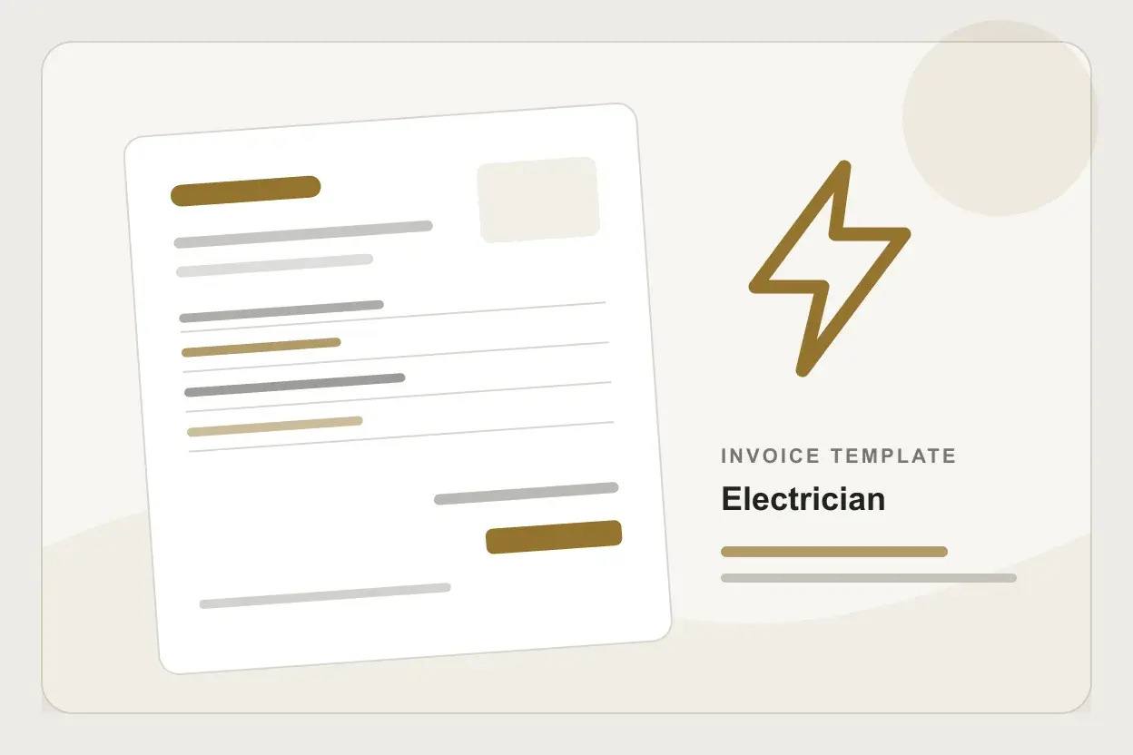 Electrician invoice with callout, labor, parts, and permit-reference fields