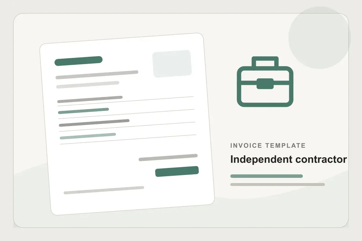 Independent contractor invoice with service period, project, and expense fields